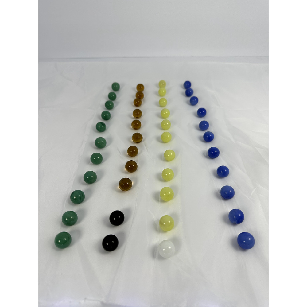 Vintage Lot of 44 Glass Marbles Color Variety Mix, Solid Colors